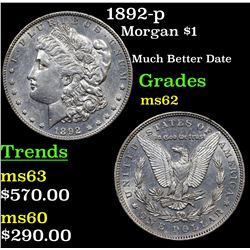 1892-p Morgan Dollar $1 Grades Select Unc