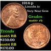 Image 1 : 1914-p Lincoln Cent 1c Grades Choice+ Unc RB