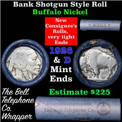 Buffalo Nickel Shotgun Roll in Old Bank Style 'Bell Telephone'  Wrapper 1926 & d Mint Ends