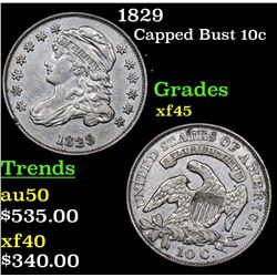 1829 Capped Bust Dime 10c Grades xf+