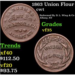 1863 Union Flour Civil War Token 1c Grades vf++