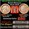 Image 1 : Mixed small cents 1c orig shotgun roll, 1918-s Wheat Cent, 1896 Indian Cent other end