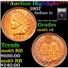 Image 1 : ***Auction Highlight*** 1907 Indian Cent 1c Graded GEM Unc RD By USCG (fc)