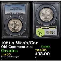 PCGS 1951-s Wash/Car Old Commem Half Dollar 50c Graded ms65 By PCGS