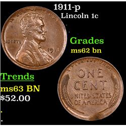 1911-p Lincoln Cent 1c Grades Select Unc BN