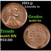 Image 1 : 1911-p Lincoln Cent 1c Grades Select Unc BN