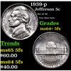 Image 1 : 1939-p Jefferson Nickel 5c Grades Choice Unc+ 5fs