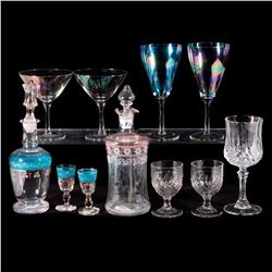 34 pieces of glassware.