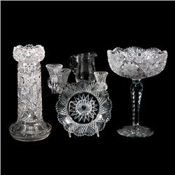 A collection of cut crystal.