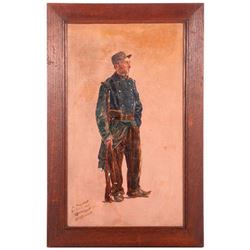 Early 20th century oil on board of a World War I French Soldier. Signed lower left Henry Hunt and da