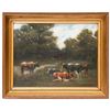 Image 1 : A pastoral oil on board landscape signed R. F. Merrill and dated 1910.