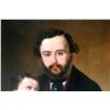 Image 3 : A 19th century oil on canvas portrait of a father and child.