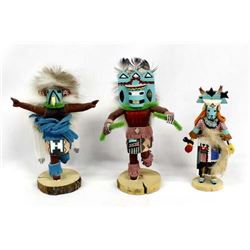 3 Native American Navajo Kachina Dolls