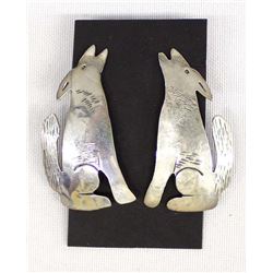 Navajo Sterling Silver Coyote Earrings