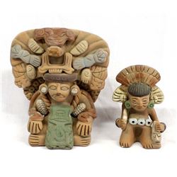 2 Mayan Pottery Replicas of Mayan Gods