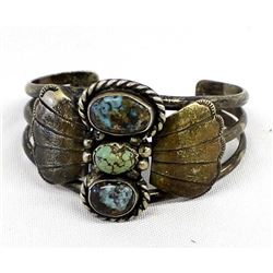 Vintage Navajo Silver Morenci Turquoise Bracelet