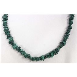 Vintage Navajo Sterling Malachite Bead Necklace