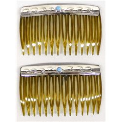 Navajo Sterling Turquoise Hair Combs by Dalgai