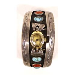 Vintage Navajo Sterling Turquoise Watch Bracelet