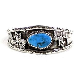 Native American Navajo Silver Turquoise Bracelet