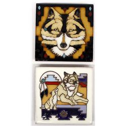 2 Masterworks Handcrafted Ceramic Art Tiles