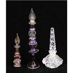 3 Glass Perfume Bottles