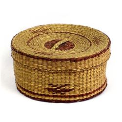 Lidded Ethnic Tightly Woven Basket