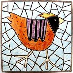 Glazed and Hand Painted Ceramic Tile by Gabriella