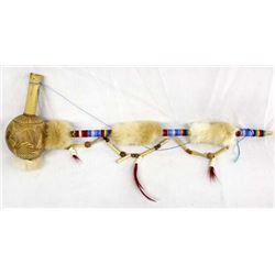 Mexican Oaxacan Lapin Fur & Carved Gourd Pipe