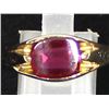 Image 1 : 14K Yellow Gold and Lab Created Ruby Ring, Sz 12