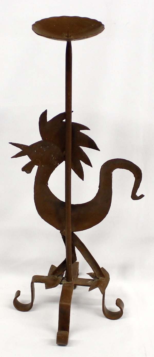 Rustic Metal Art Rooster Candle Holder
