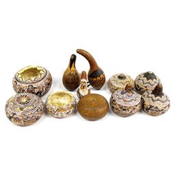 Collection of Carved Peruvian Gourds
