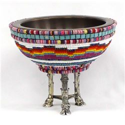 Beaded Pedestal Bowl by Kathy Kills Thunder