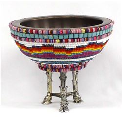 Beaded Pedestal Bowl by Kathy Kills Thunder