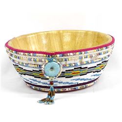 Hand Beaded Wood Bowl by Kathy Kills Thunder
