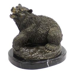 Toperkin Bronze Bear Statue on Marble Base