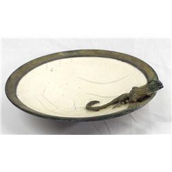 Raku Pottery Lizard Bowl