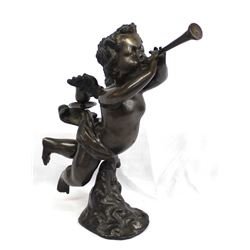 Antique Estate Bronze Angel Candleholder