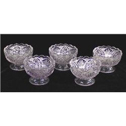 5 Antique Sun Purple Cut Glass Dessert Dishes