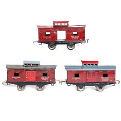 Ives O Gauge caboose grouping