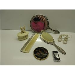 Mirror brush & comb set, compact, perfume atomizer, trinket box, porcelain baby shoes November
