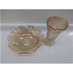 Marigold Carnival Glass Iris Bowl Vase