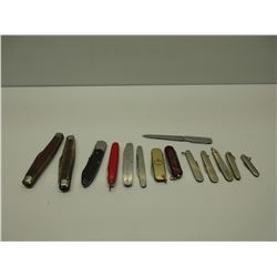 13 Pocket Knives and 1 Nail File with Knife