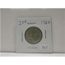 1968 .25 Canadian Quarter .500 Silver