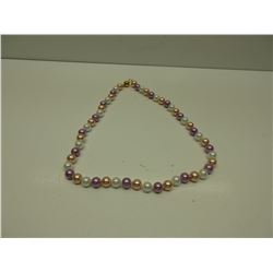 Tri Color Ocean Sea Shell Pearl Necklace - hand knotted