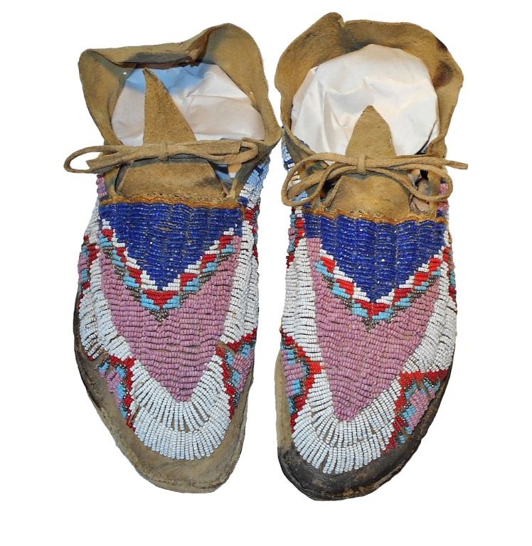 Comanche Beautifully Beaded Moccasins c. 1870-1880