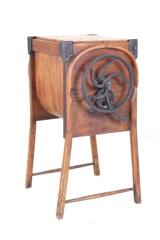 Wooden Hand Crank Primitive Butter Churn