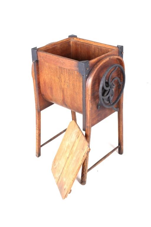Wooden Hand Crank Primitive Butter Churn
