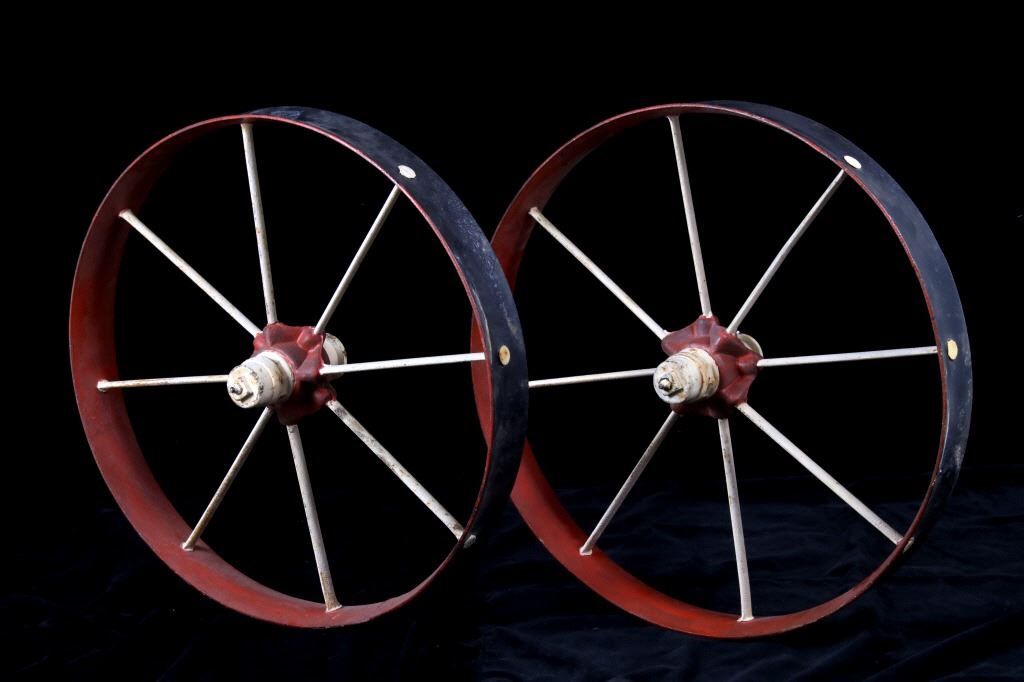 Pair of Early Western Style Wagon Wheel Frames