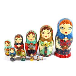 Hand Painted Matyroshka 10 PC Russian Nesting Doll